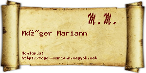 Móger Mariann névjegykártya